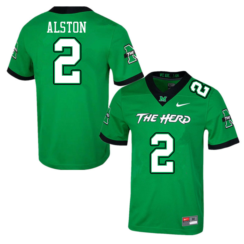 Men #2 Elijah Alston Marshall Thundering Herd College Football Jerseys Stitched-Green - Click Image to Close